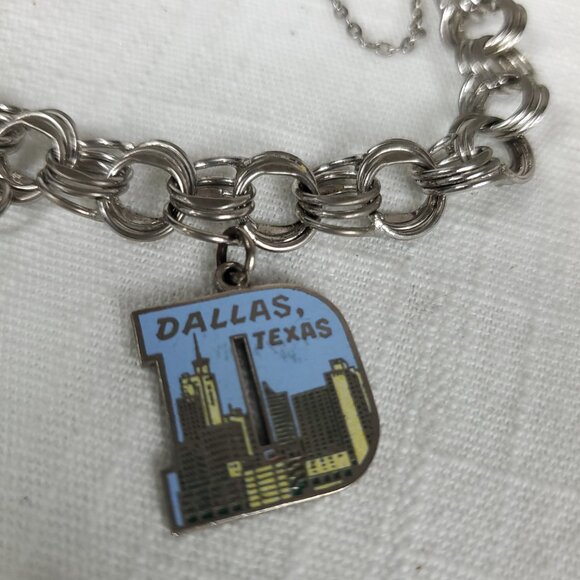 Vintage American Sterling Heavy Curb Triple Round Cable Link Charm Bracelet - Picture 2 of 12